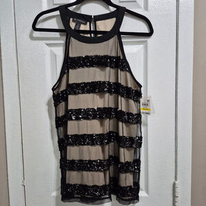 Women's INC International Concepts Black Sequin Tank Top M